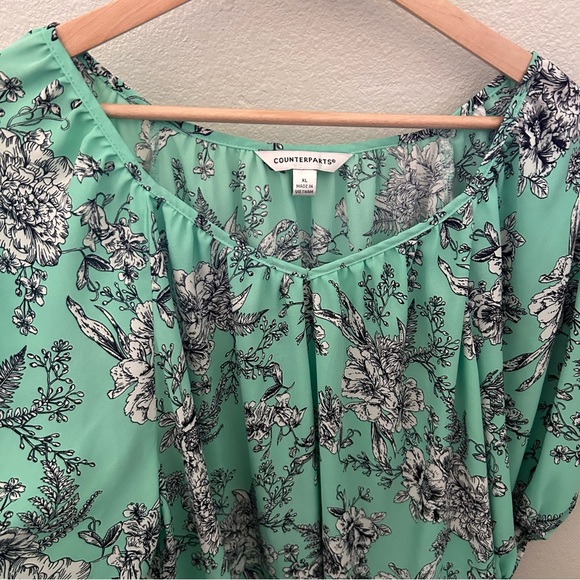 Counterparts Green Boho Floral Blouse Top XL - Picture 5 of 8